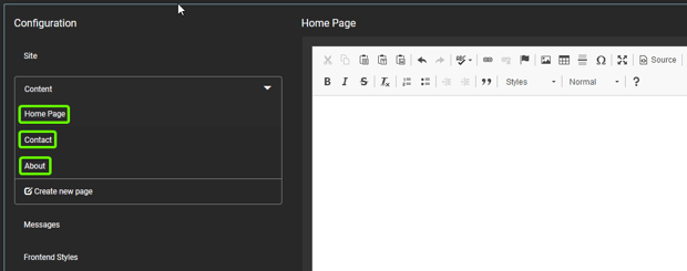 Homepage Amend Configuration