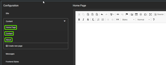 Homepage Amend Configuration