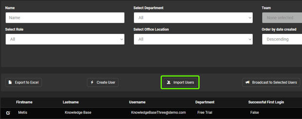 Import Users User Management