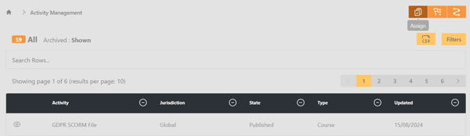 Activity Management - Assignment button