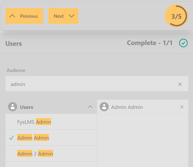Activity Management - Single user selection