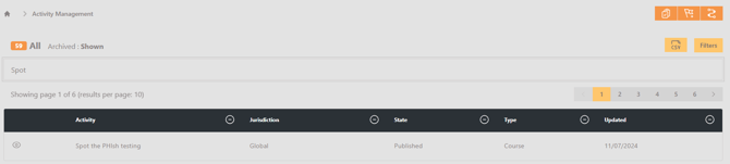 Activity Management - Spot the PHish course search