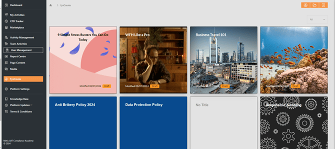 FysCreate - initial Homepage