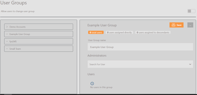 User Management - Created User Groups