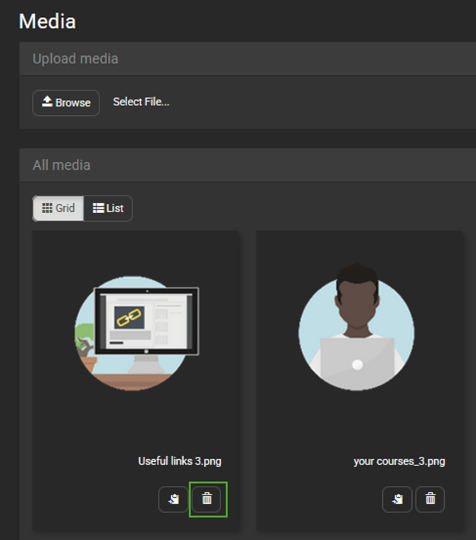 Platform Configuration - Media delete button