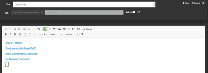 Platform Configuration - link button
