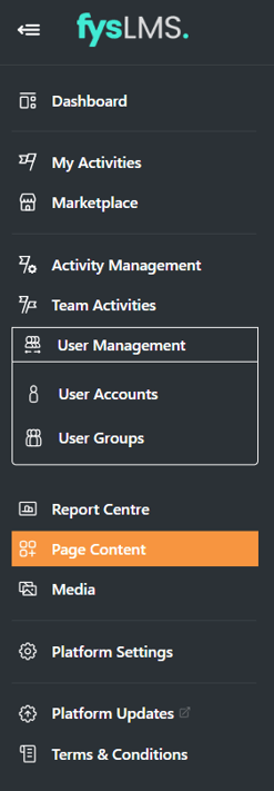 Platform Navigation - Page Content
