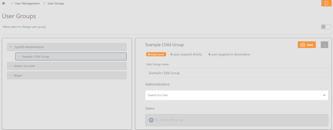User Management - User group child group created example