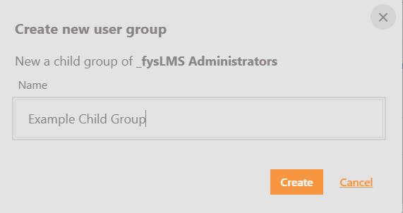 User Management - User group child group prompt example